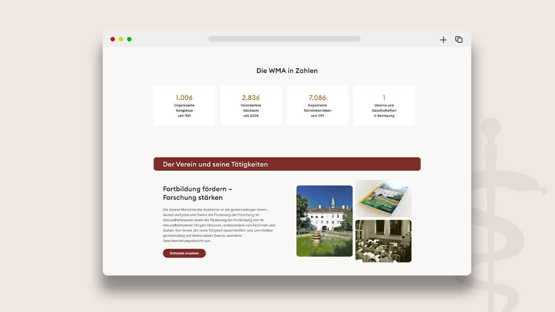 Refernzbild der Website der WMA